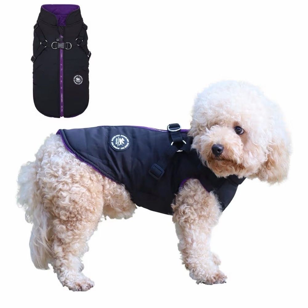 Stylish Black and Purple Dog Coat